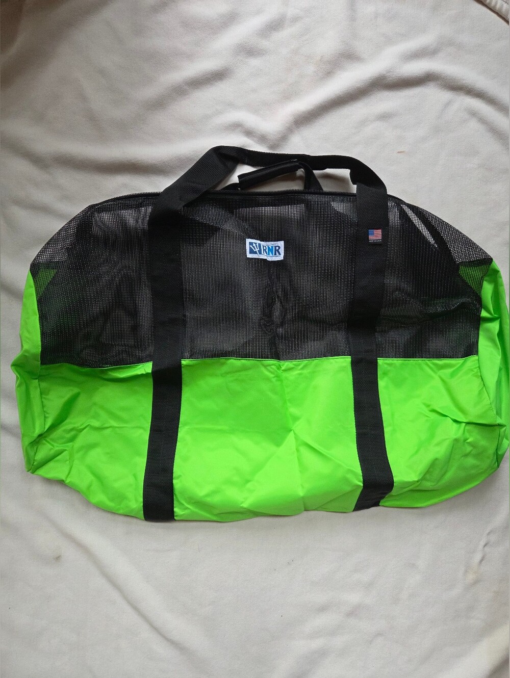 RNR Neon Green and Black Mesh Duffel Bag *Made In USA*